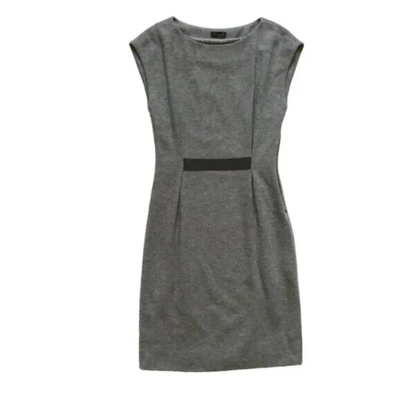 Peserico Midi Sheath Dress Womens 38 2  Gray Crew Neck Cinched Waist Cotton - Picture 1 of 10